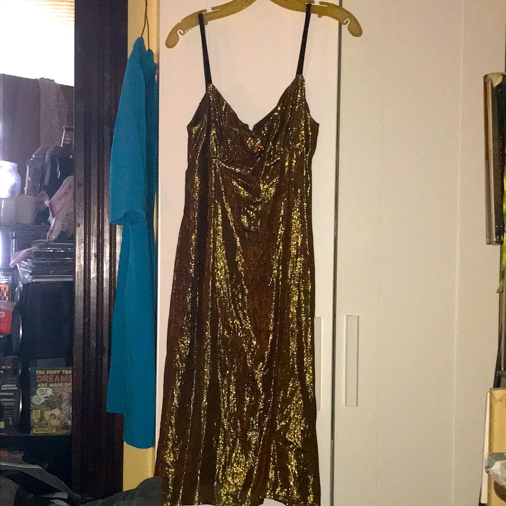 Nanette Lepore gold metallic slip dress, perfect condition